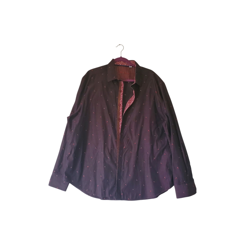 Mens‎ Robert Graham Deep Wine Paisley Flip Cuff Button Down Shirt Size 3XL NWOT